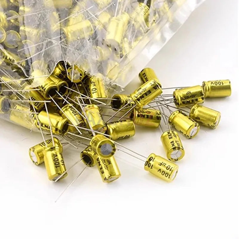 10PCS Audio Frequency Nonpolarity NP Electrolytic Capacitor 100V 1uF 1.5uF 2.2uF 3.3uF 4.7uF 5.6uF 6.8uF 10uF 22uF 33uF 47uF
