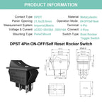 3PCS KCD4 Rocker Switch 4Pin 2 Position DPST On Off Black Mini Boat Rocker Switch 20A 125VAC 16A 250VAC Square Toggle Switches