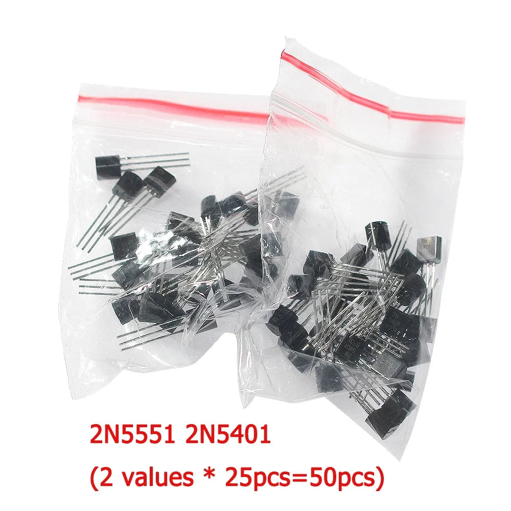 50-200PCS TO-92 Transistor Kit BC327 BC337 BC548 BC549 2N2222 2N2907 2N3906 2N5401 2N5551 A1015 C1815 S8050 S8550 TL431A PNP NPN