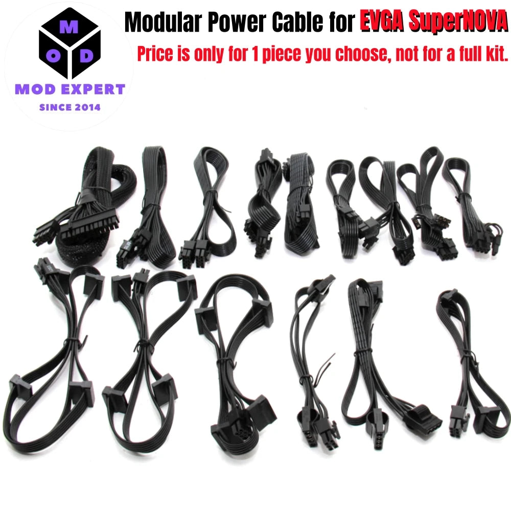 Modular Power Cable for EVGA SuperNOVA G1 G2 G3 G+ B1 B2 B5 650W 750W 850W, GPU PCIe 8Pin, CPU 4+4Pin, SATA Molex IDE, ATX 24Pin