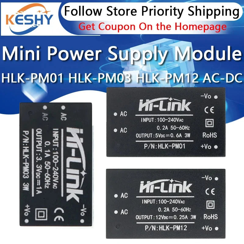 HLK-PM01 HLK-PM03 HLK-PM12 AC-DC 220V to 5V/3.3V/12V Mini Power Supply Module Intelligent Household Switch HLK-5M05