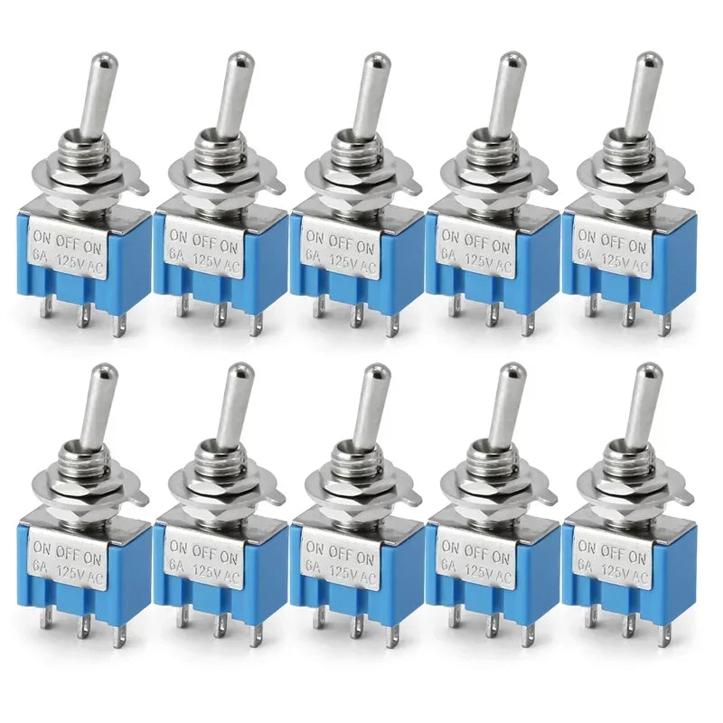10Pcs Miniature Toggle Switch ON-OFF-ON Mini Button Rocker Power Switch 3Pin 6Pin ON-OFF MTS-102 MTS-103 MTS-202 MTS-203