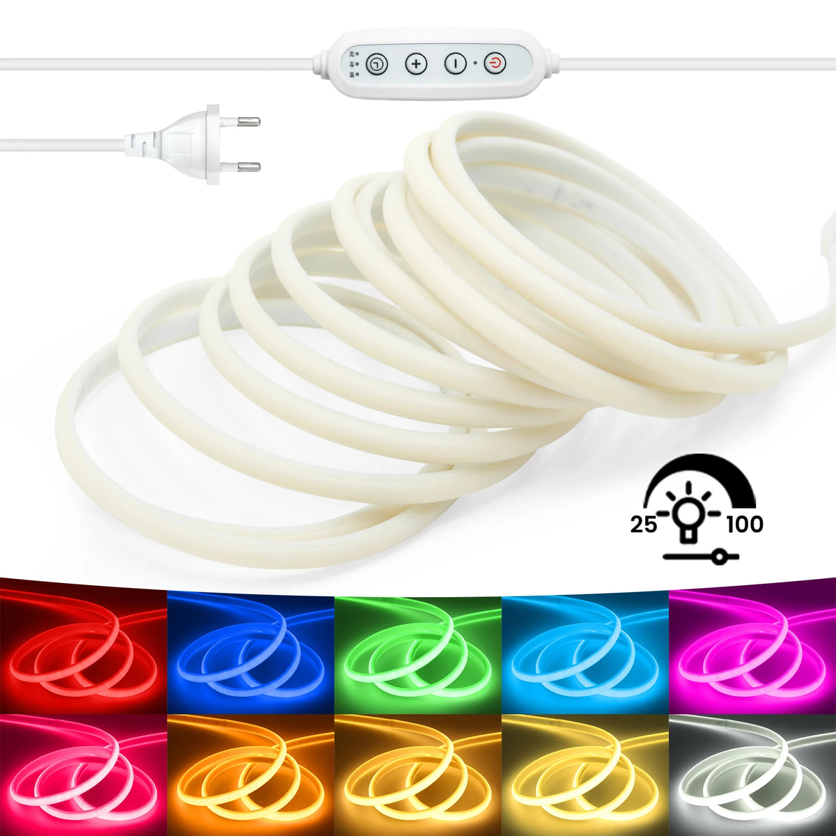 220V COB LED Strip Power EU Plug Dimmable Timer 288LEDs/m Waterproof Neon Light Tape Red Blue Green Pink White Home Garden Decor