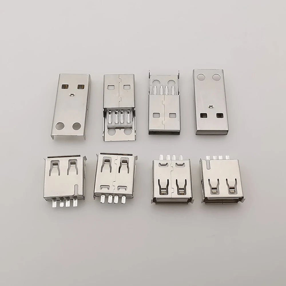 10Pcs USB 2.0 Type A 4 Pin Male Female Assembly Adapter Connector Soldering Type 5V USB-A Plug Socket Charging Data DIY Repair