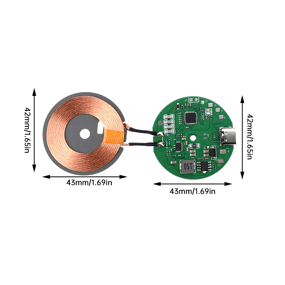 Type-C High Power Fast Charging Module DC 5V 9V 12V 20W Wireless Charger Transmitter Circuit Coil Charger Board