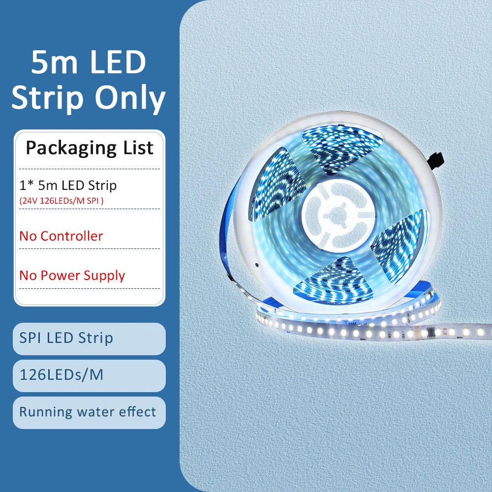 Sequential Led Strip 24v 10M 15M 20M 2835 WS2811 Horse Running LED Ribbon Flowing Water Tape Light with SP636E RF APP Controller