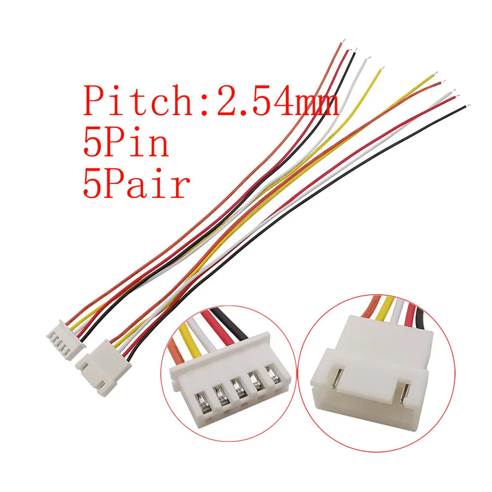 10Pcs Micro JST XH 2.54mm Pitch 2/3/4/5/6 Pin Male Plug / XH2.54 Female Socket Extension Lead Wire Cable Connector 20CM 26AWG