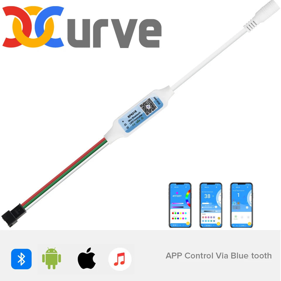 Mini Music Bluetooth Controller DC5V-24V SP621E WS2812B Controller WS2812 WS2811 Piexls Addressable LED Strip Light IOS Android