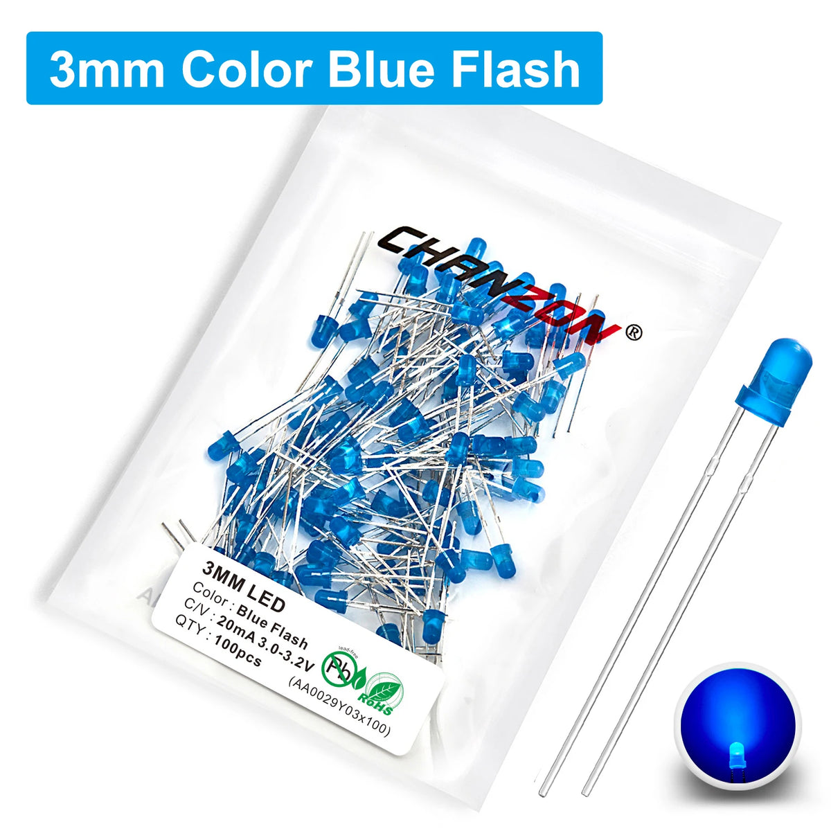 100Pcs 3mm 5mm Led Diode Flashing White Red Green Blue Yellow RGB Fast Slow Flash Diffused Clear Color Changing Light Emitting