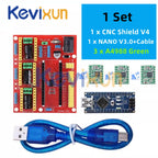 1SET 3DV4 CNC Shield V4 + Nano 3.0 + 3pcs DRV8825 or A4988 Reprap Stepper Drivers Set For Arduino