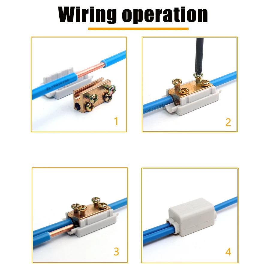 Parallel Wire Splitter Without Cutting, High-Power T-Type Main Branch Terminal Block, 1-In 2-Out for 1.5-6-10-16mm² Cables