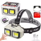 HOMEFISH COB LED Headlamp Induction USB Rechargeable Head Flashlight Powerful Work Light for Outdoors Camping Fishing
