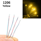 10pcs/Bag 0805 1206 SMD Lamp Wired Micro Litz Led Pre-Soldered Chip Wired 3V Railway Model Toy Light DIY Leads Wires 30cm