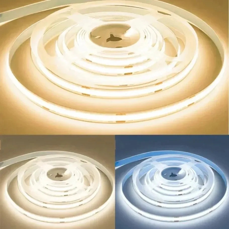 8mm Ultra Thin COB LED Strip DC12V/24V 0.5m-5m Flexible Tape with DC Plug 2pin Wire for Bedroom Living Room Cabinet Party Decor