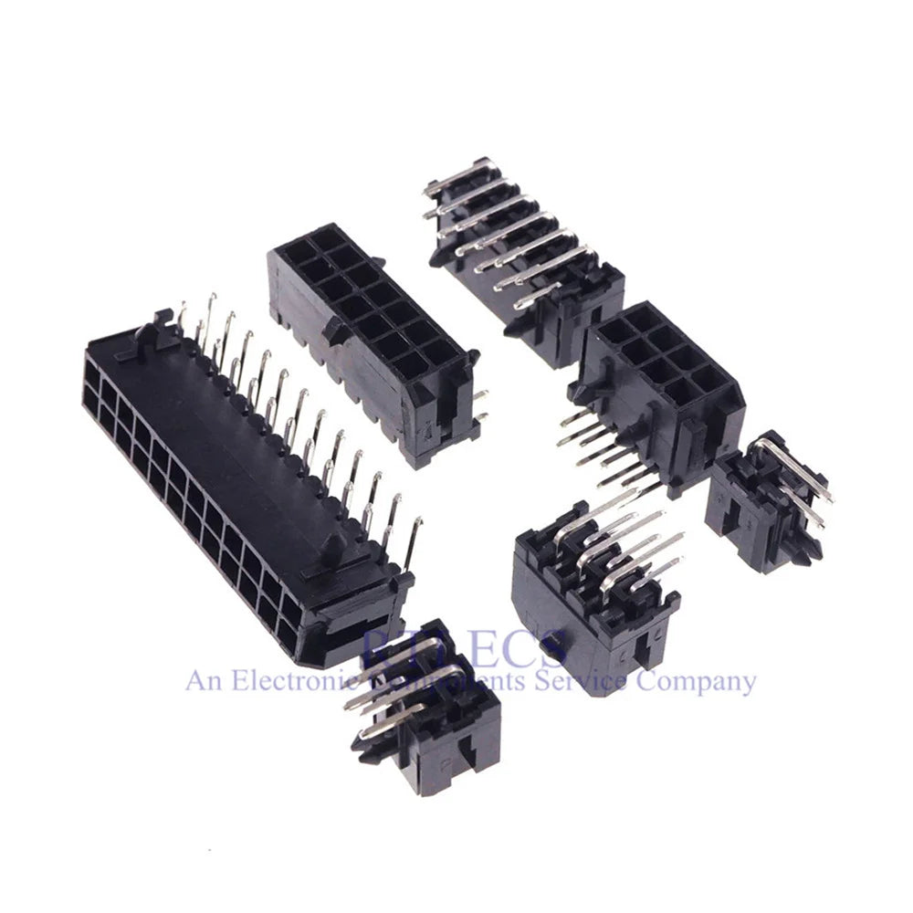 10/100Pcs 3.0mm Wafer Micro-Fit 3.0 Connector PCB Male Header Right Angle 2 4 6 8 10 12 14 16 18 20 22 24 Pin Board Solder 43045