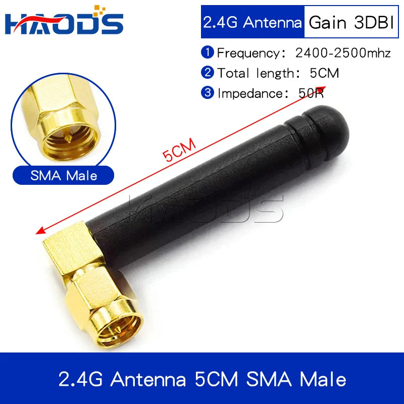 2PCS 2.4G Antenna Fold Glue Stick 3DBI WLAN Router Antenna Wifi Module Signal Enhancement 2400-2500mhz SMA Male Connector 6DBI