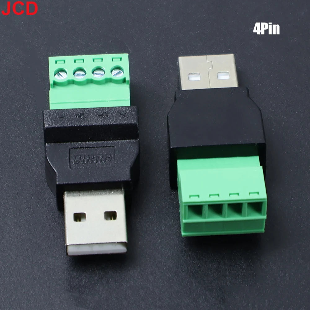 JCD USB 2.0 Connector Avoid Welding Plugs USB Type A Male Female to 4Pin 5pin Screw Terminal Socket Adapter Plug For Computer TV