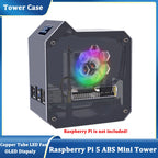 GeeekPi Raspberry Pi 5 ABS Mini Tower Complete Kit With Cooler Ice Tower 0.96 Screen Dispaly Power Supply For Raspberry Pi 5