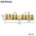 Grounding Bars Copper Wire Connector Multi-specification With Hole Screw Brass Connection Row Zero Ground Terminal Electrical