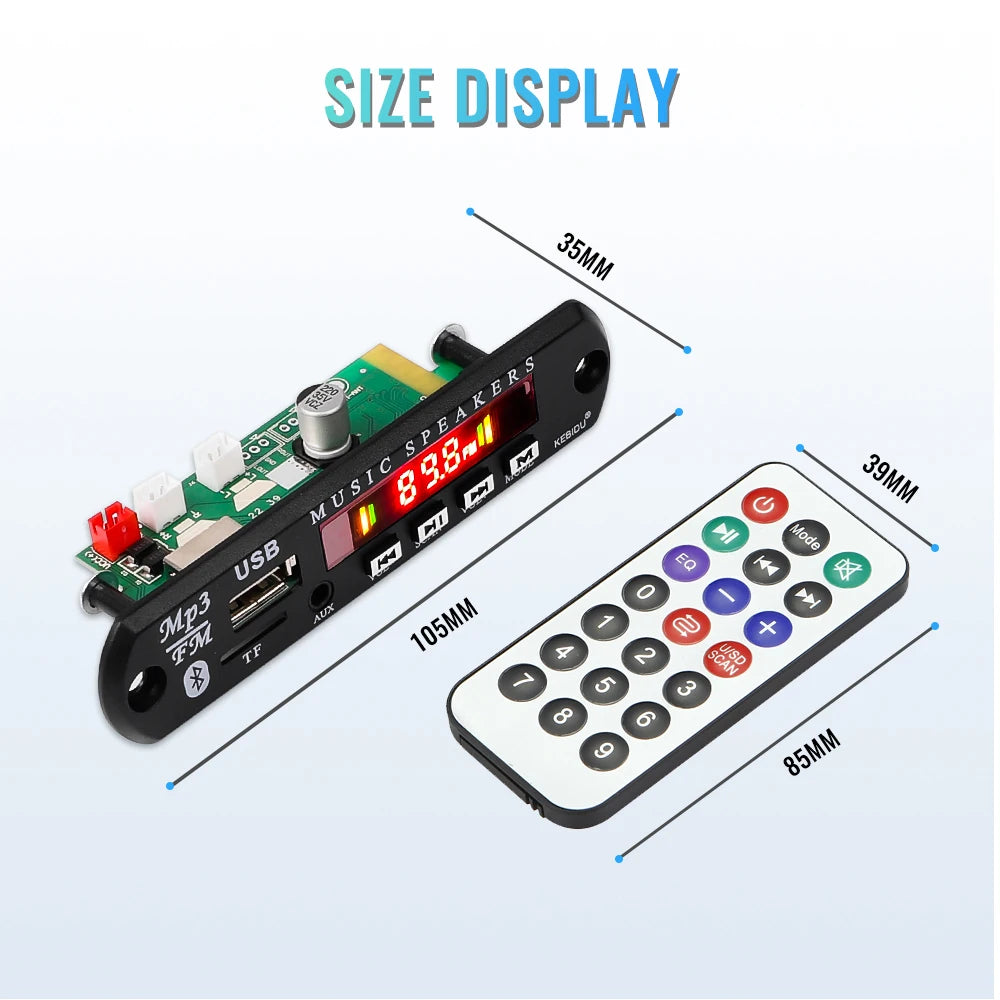 50W Amplifier MP3 Decoder Board DC 6V 18V Bluetooth 5.0 Car MP3 Player USB Recording Module FM AUX Radio For Speaker Handsfree