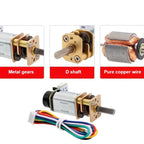 N20 Mini Micro Metal Gear Motor DC 3/6/12V Encoder Gear Motor 19-3000RPM Slow Speed Reduction Gear Reducer Motor Geared Motors