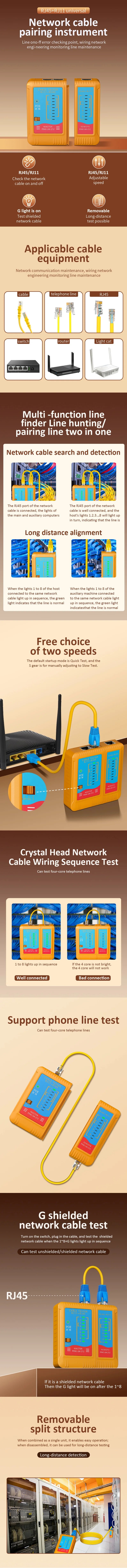 New Rj45 Rj12 Rj11 Pass Through Crimp Plier Cat7 Cat6 Cat6A Cat5 Cat5e Stripping Crimping Tool with 8P/6P Ethernet Connectors