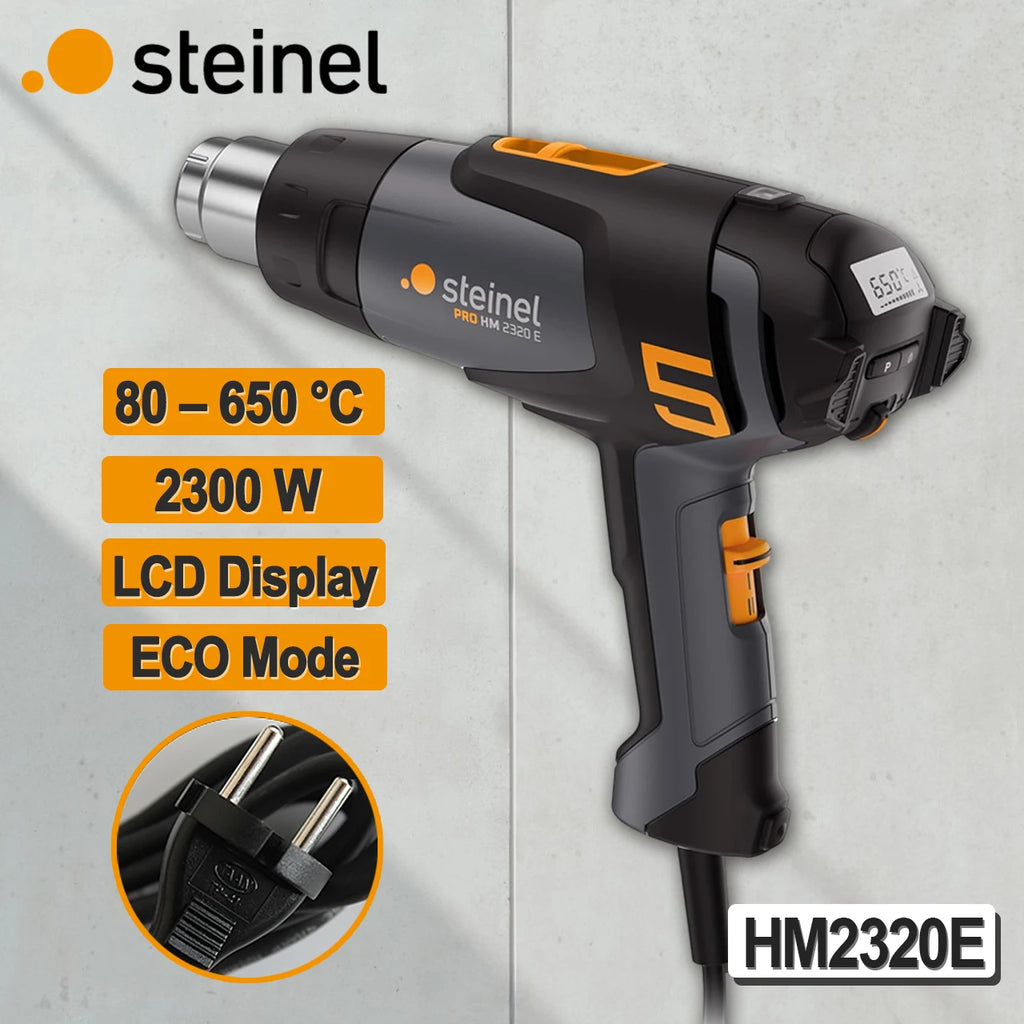 STEINEL 2300 W Electronic Heat Gun with LCD Display Screen (80 - 650 °C) Temperature Adjustable ECO Mode NO. HM 2320 E