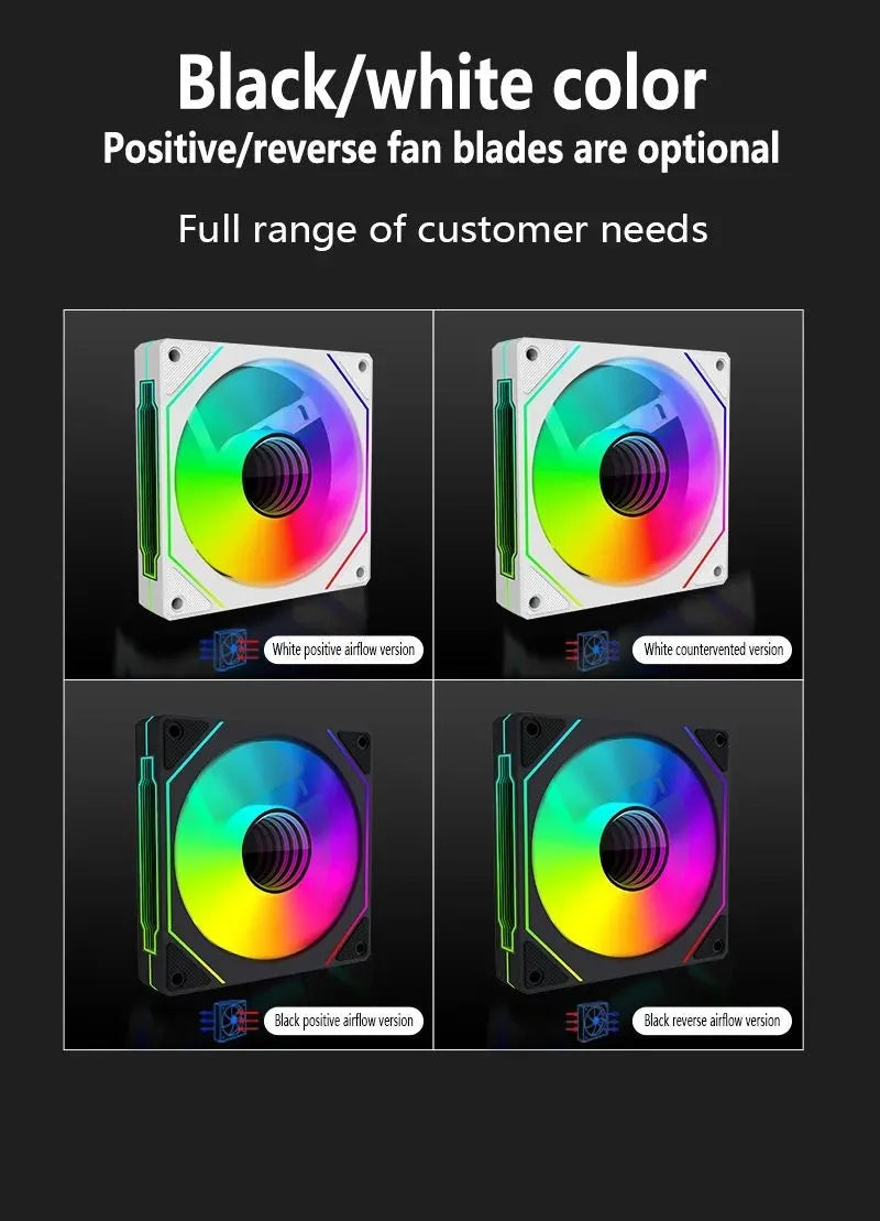 LDPCSJ PRISM 4 PRO 120mm PC Case Fan Equipped with ARGB Controller, 4-Pin PWM Silent Cooling Fan,12V 3Pin Addressable ARGB,45.2CFM High Airflow 600-1500RPM Synchronizable RGB Fan for Gaming Desktop Water Cooling Computer Chas