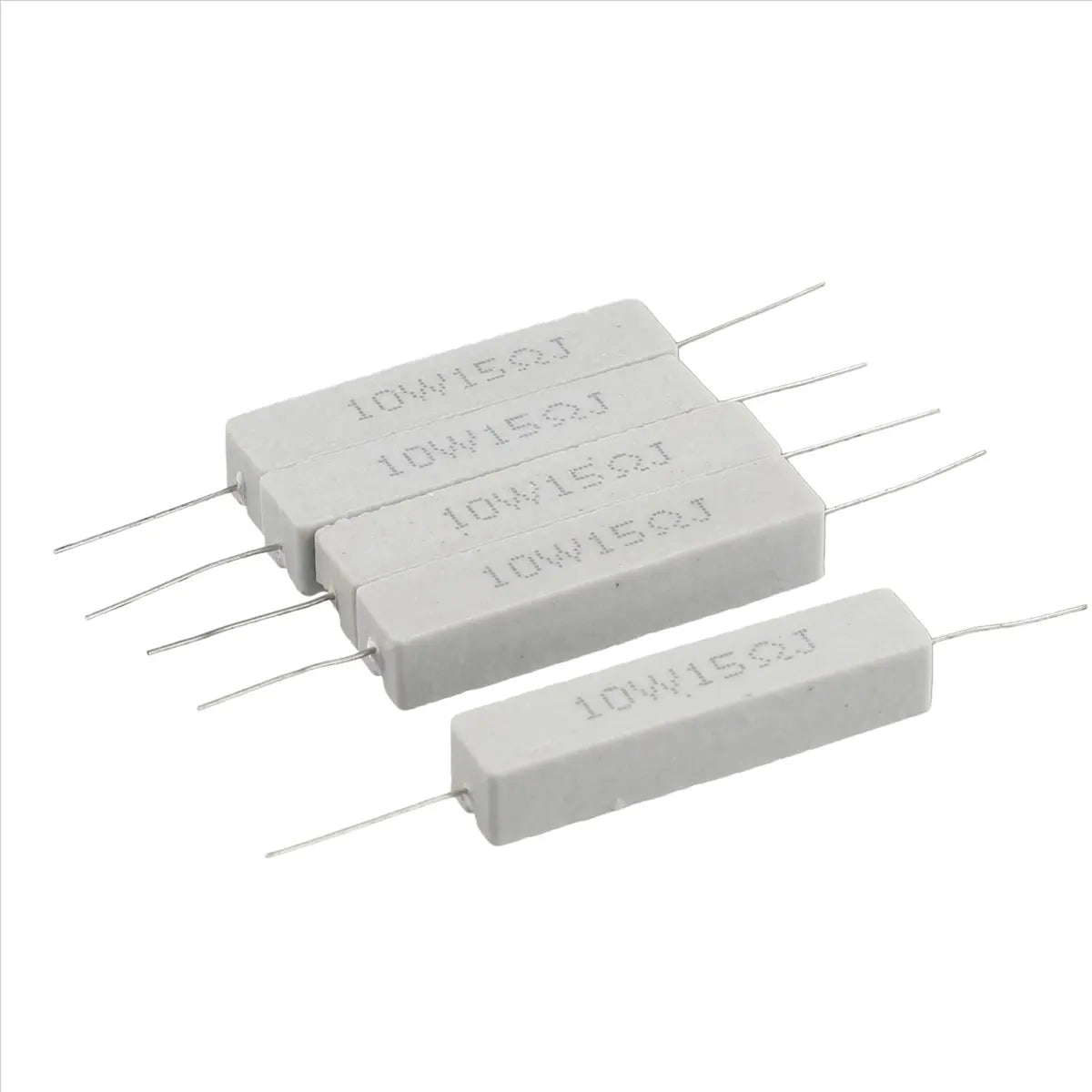 (FDDT) 5 Pcs 10W Watt 15 ohm 5% Wirewound Ceramic Cement Resistor