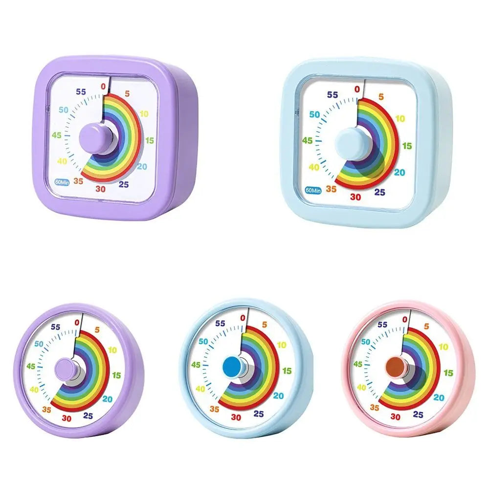 60 Minutes Visual Timer Ultra Silent Visualization Countdown Alarm Clock Self-discipline Round/Square Kitchen Timer