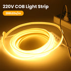 220V COB LED Strip Power EU Plug Dimmable Timer 288LEDs/m Waterproof Neon Light Tape Red Blue Green Pink White Home Garden Decor
