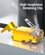 AMPCOM CAT7 Pass Through RJ45 Modular Plug Network Connectors STP 3/50μ Gold-Plated 8P8C Crimp End for Ethernet Cable