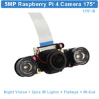 Raspberry Pi 5MP Camera OV5647 1080P Optional Wide Angle Night Vision IR-CUT Fisheye Webcam for Raspberry Pi 4 Model B 3B Plus