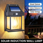 Solar Tungsten Night Lamp Intelligent Motion Sensor Wall Lamp 3 Lighting Modes Waterproof Courtyard Garden Decoration Lantern