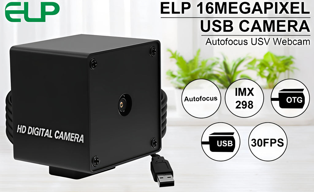 ELP Ultra HD 16MP Autofocus USB Camera IMX298 UVC Driverless Webcam for PC Raspberry Pi Android for Face Recognition