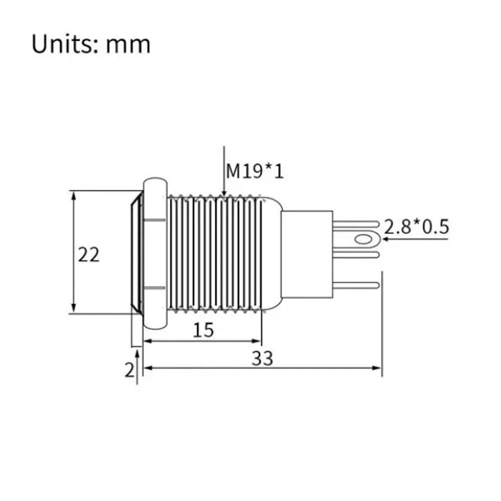 16/19/22mm Metal Push Button On Off Switch LED Light Momentary Latching Waterproof Flat Circular Button Silver Black 6v 12v 220v