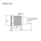 16/19/22mm Metal Push Button On Off Switch LED Light Momentary Latching Waterproof Flat Circular Button Silver Black 6v 12v 220v