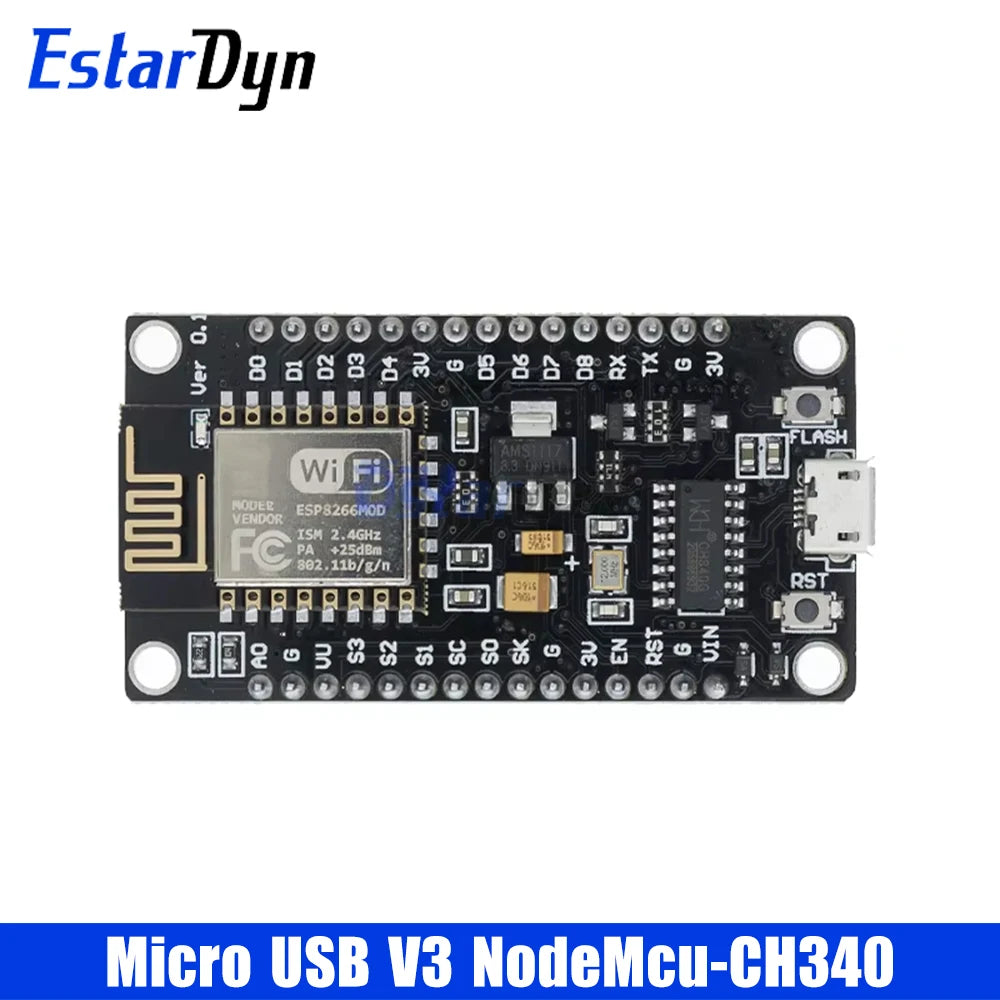 ESP8266 ESP-12E NodeMCU V2 V3 Development Board with CH340/CP2102 USB for IoT Smart Home MicroPython WiFi Control
