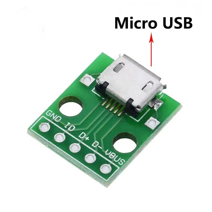 1PCS Male USB Type-C Micro Mini USB 2.0 3.0 Female USB B Connector Interface to 2.54mm DIP PCB Converter Adapter Breakout Board