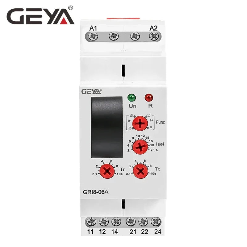 GEYA GRI8-06 DC Current Monitoring Relay Overcurrent Undercurrent Sensor 2SPDT 8A Current Testing Relay AC/DC24V-240V 2NO2NC