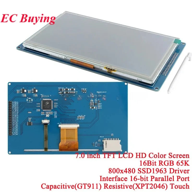 5.0 7.0 inch TFT LCD HD Color Screen Capacitive Resistive Touch Display Module 7.0" 5.0" 16Bit RGB 65K 800*480 SSD1963 51 STM32