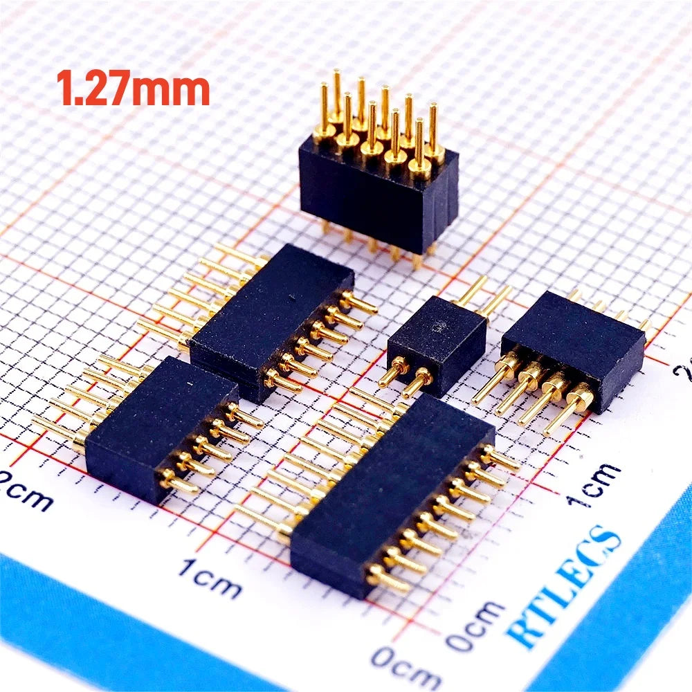 2 5 20 Pcs Spring Loaded 1.27 MM Pitch Pogo Pin Connector 2 5 6 8 10 Position Male Pad PCB Header Single Row Through Holes Probe