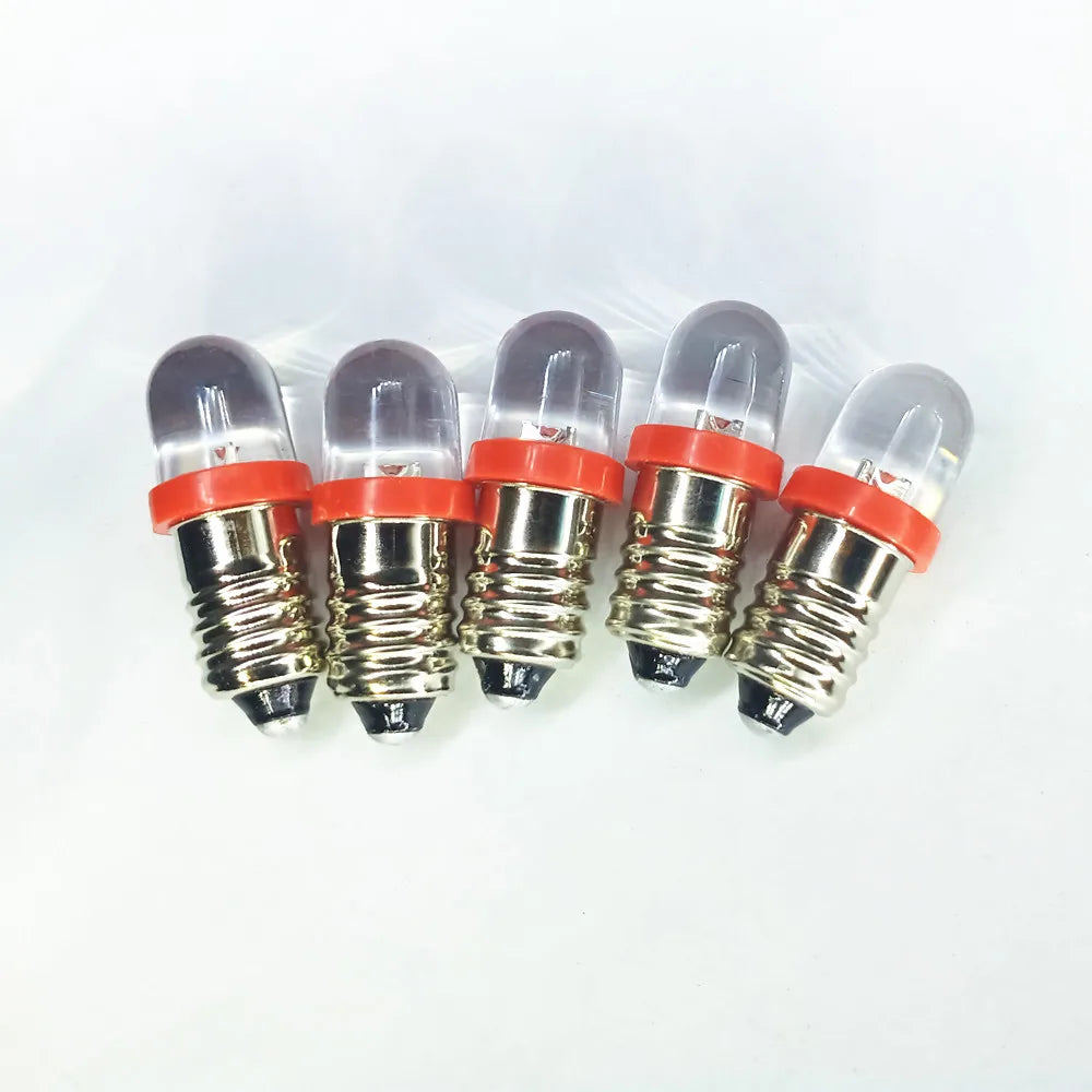 5PCS E10 LED Bulb DC3V DC3.8V DC4.5V DC 6V E10 LED 8V 12V 18V 24V E10 Warm white red blue green yellow