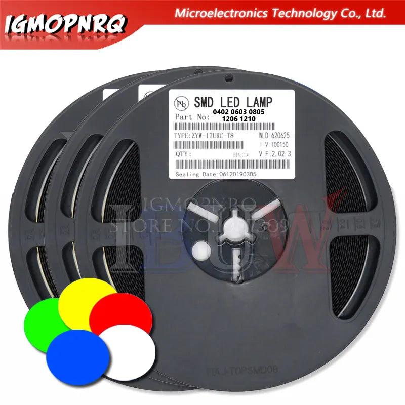 1Reel 0402 0603 0805 1206 1210 smd led Red Yellow Green White Blue light emitting diode Clear LED Light Diode Set