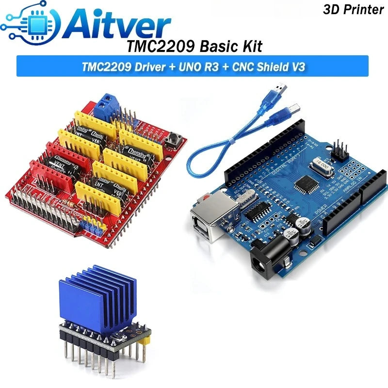 A4988 DRV8825 TMC2209 TMC2209 V20 Driver Kit with UNO R3 and CNC Shield V3 for CNC Machine and 3D Printer Optional Limit Switch