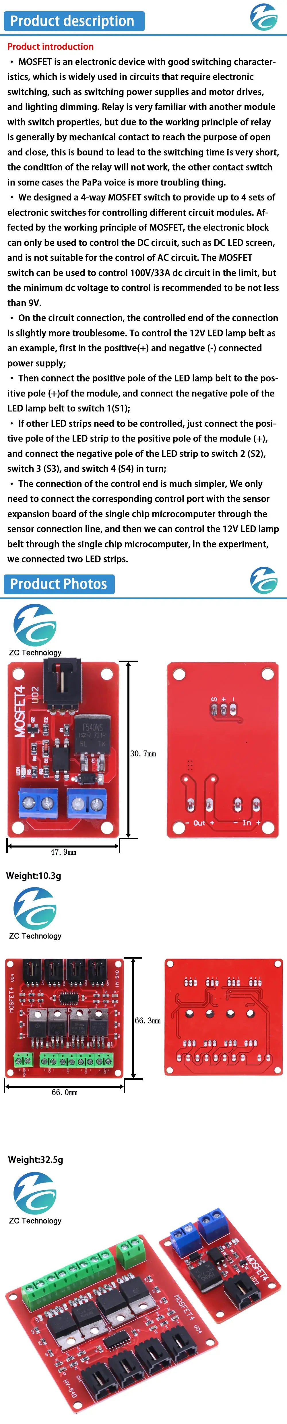 1 / 4 Channel one Four Route MOSFET Button IRF540 V4.0+ MOSFET Switch Module for Arduino Isolated power module