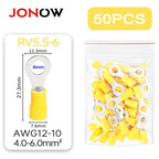 50PCS Ring Crimp Terminals Electrical Wire Connectors M4/M5/M6 Insulation Ferrule Lugs Quick Splice Cables For Connection Screw