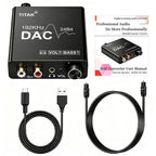 192KHz/24Bit DAC Digital to Analog Audio Converter Digital SPDIF Optical Toslink Coaxial to Analog Stereo L/R RCA and 3.5mm Jack
