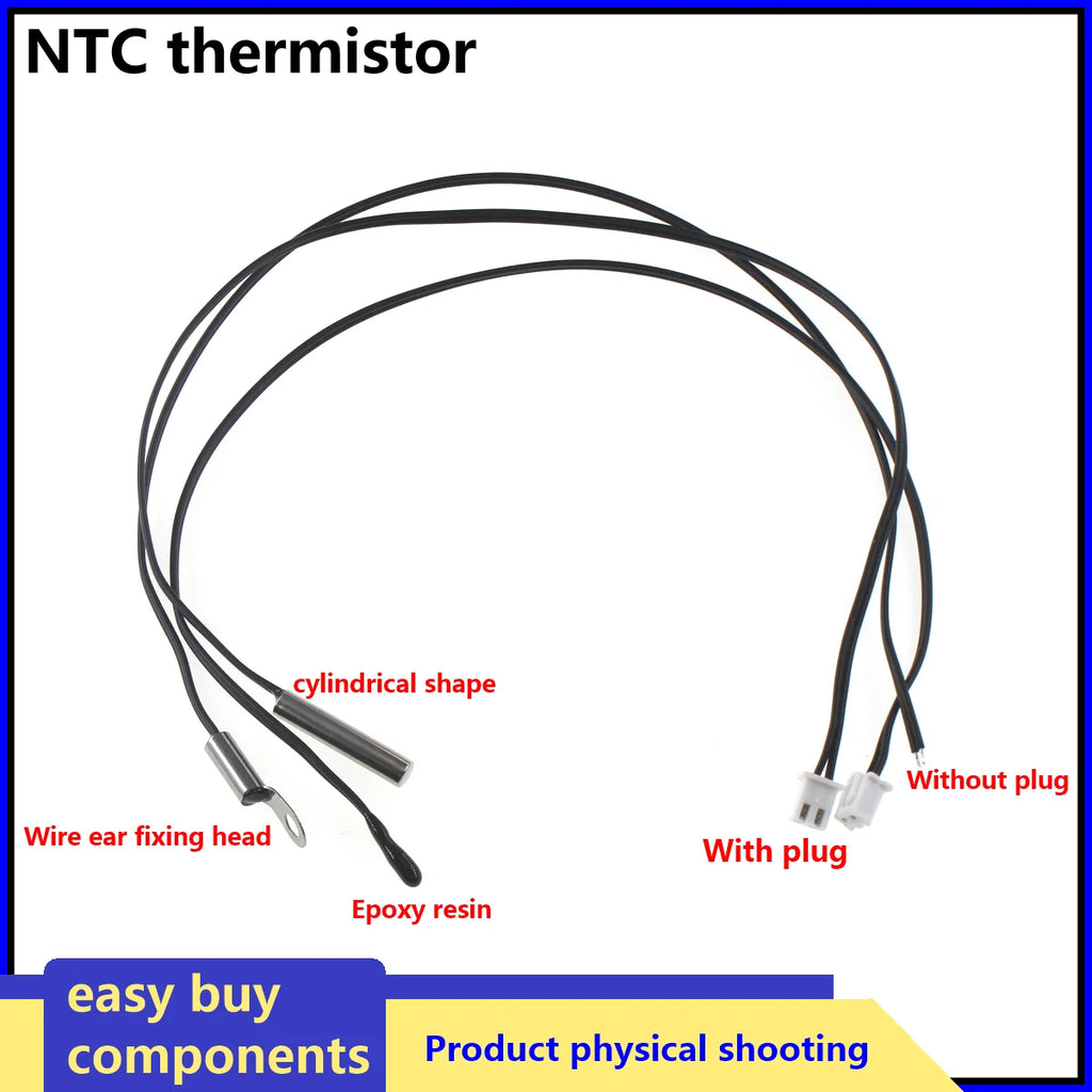 2pcs Ntc 10K 20K 50K 100K 1% 3950 Thermistor Temperature Sensor Waterproof Probe Cable For Arduino W1209 W1401 30Cm