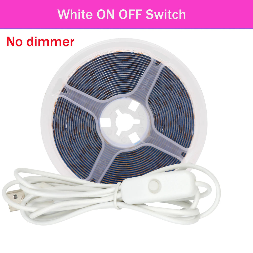 5V USB LED Strip Light with Dimmer Switch 2835 60LEDs Waterproof Flexible LED Tape with ON OFF Switch for Under Cabinet Light